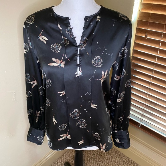 Zara Tops - Zara Basics Satin Black Firefly Blouse